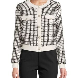 Brand New Checked Tweed Button Jacket